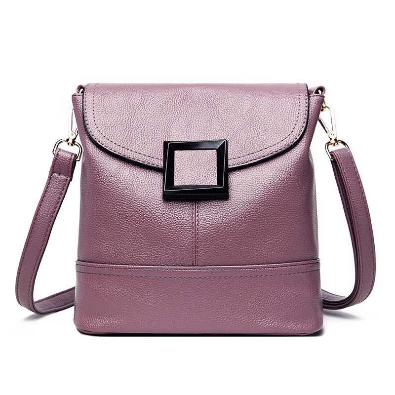 Sac à bandoulière en PU souple, petit carré, motif litchi, avec double sangle