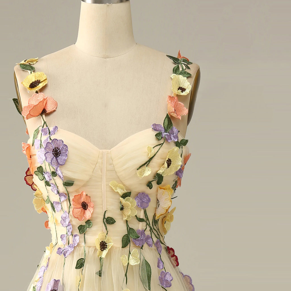 Champagne Korean Style Banquet Dress with Waistband and Zipper