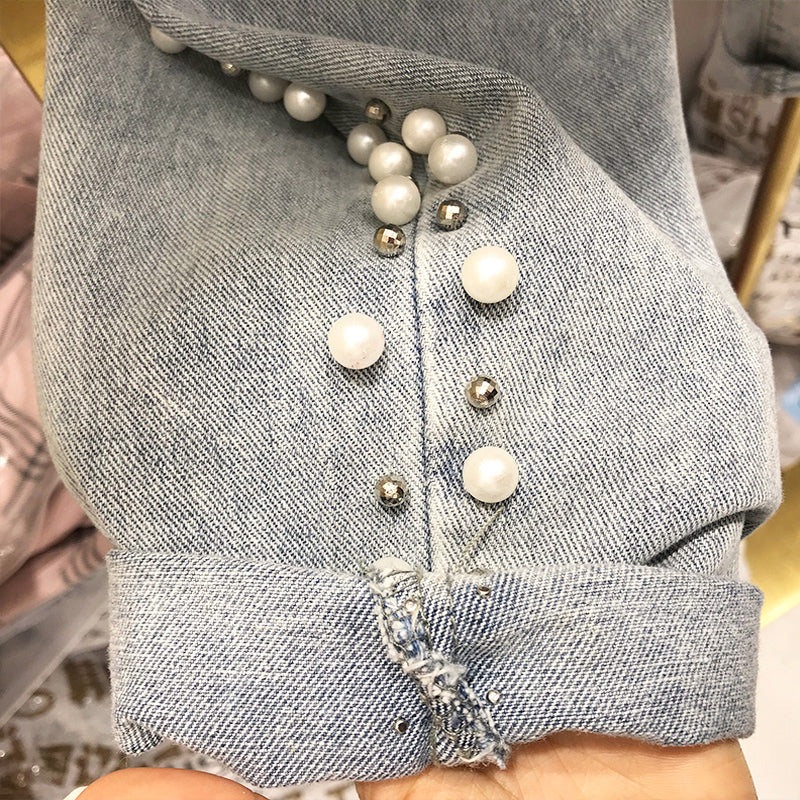 Jean droit ample taille haute pour femme