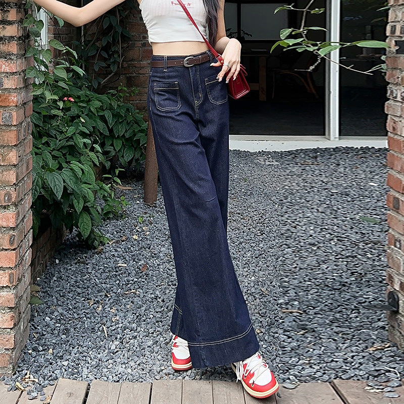 Women’s High Waist Cropped Wide Leg Denim Jeans for Spring Summer