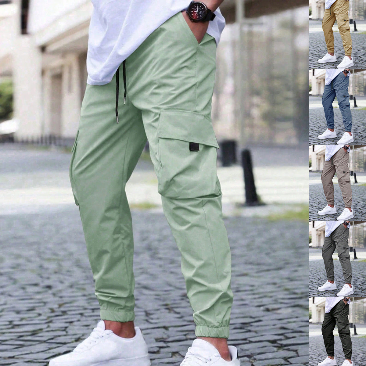 Workwear Casual Drawstring Elastic Waist Track Pants