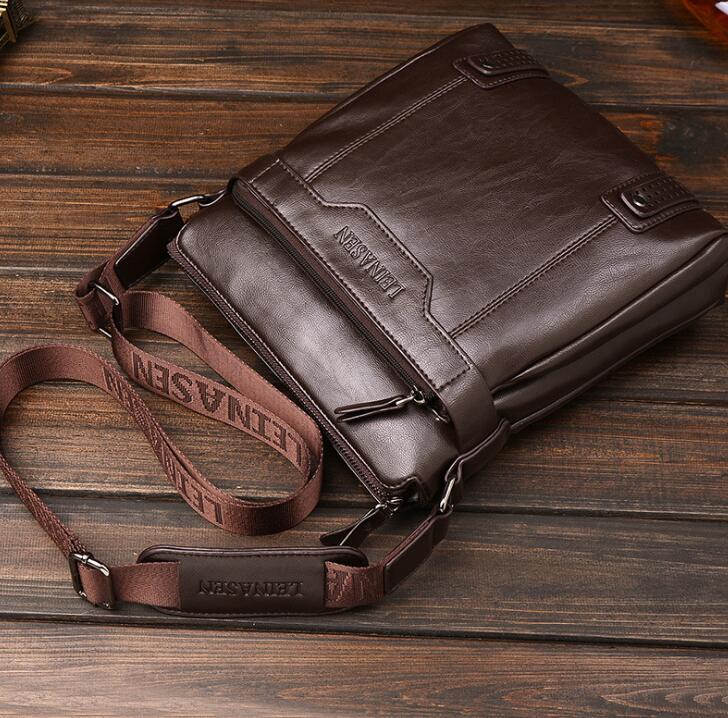 Men's Soft Polyester Lined Messenger Shoulder Bag with Zipper Closure