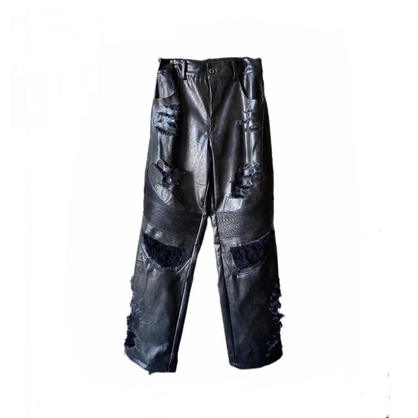 Composite Fading Old Locomotive Damage Leather Pants