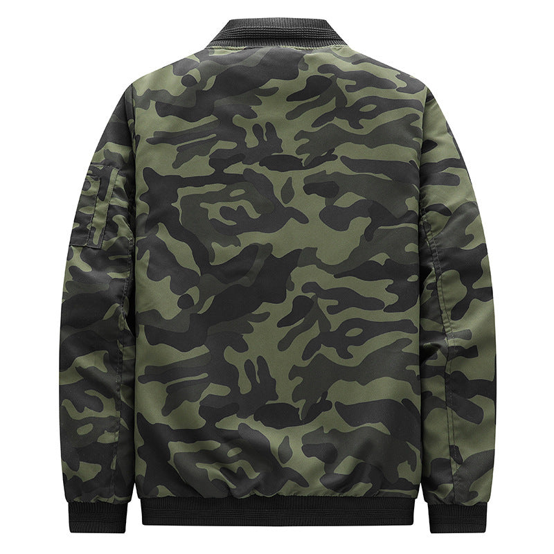 Men's Plus Size Camouflage Jacket – Army Green & Blue, Lightweight Polyester