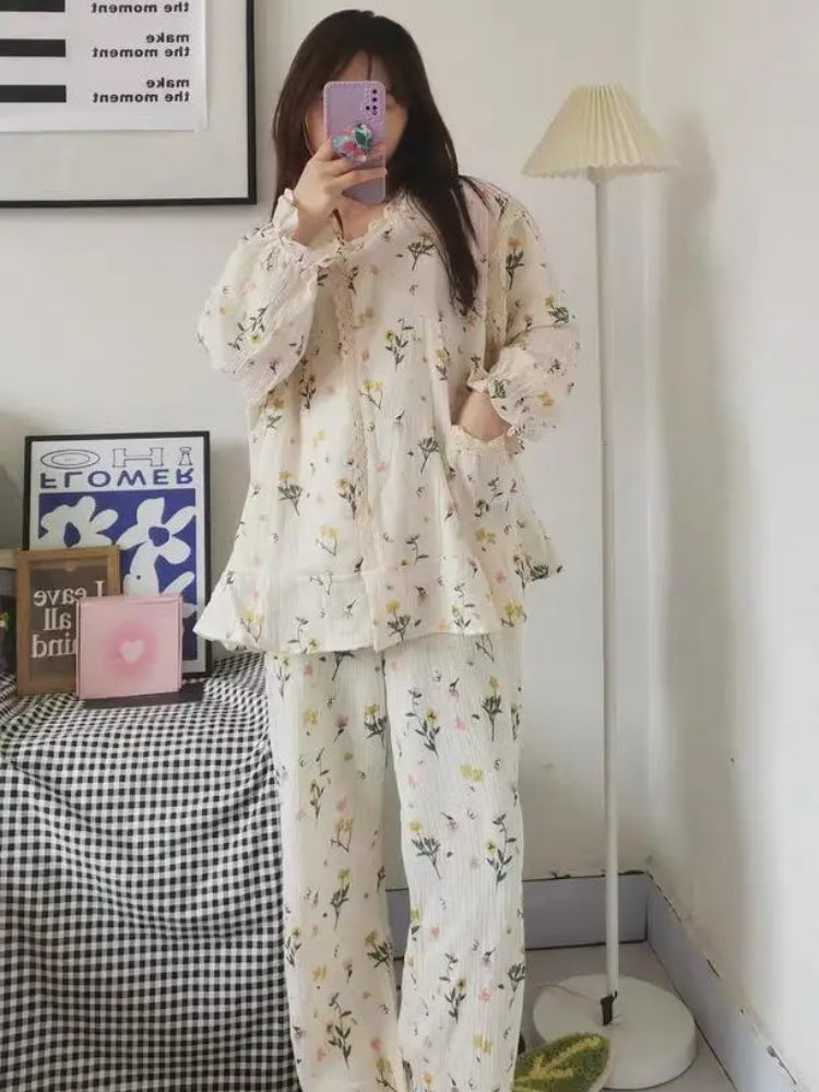 طقم بيجاما نسائي كاجوال مطبوع ومسامي