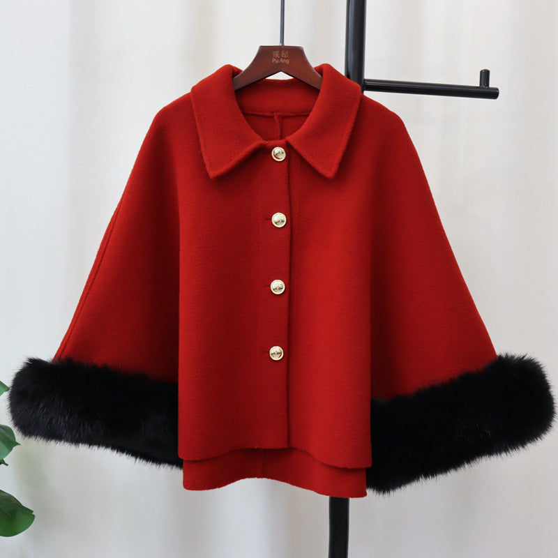 Cape-manteau châle classique tricoté pour femme pour l'automne et l'hiver