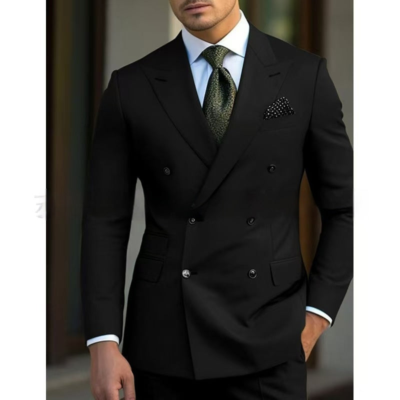 Men's Leisure Business Suit Set Two-Piece Cotton Blend