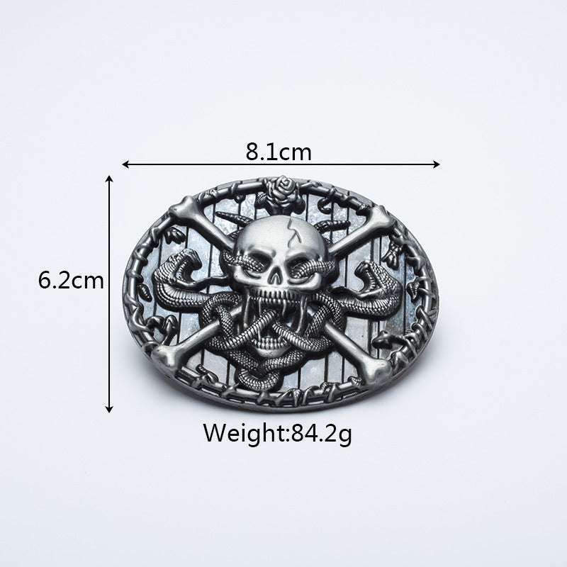 Men's Genuine Leather Skull Alloy Buckle Casual Retro Belt
