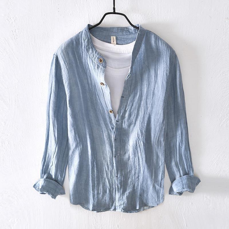 Chemise de Loisirs Unie à Manches Longues en Lin