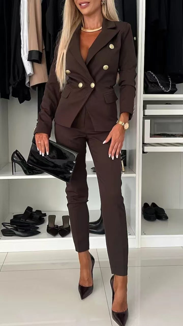 Women's Office Business Set Polyester Coat and Pants