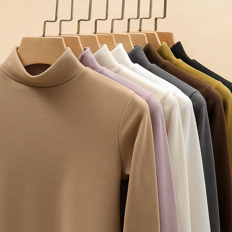 Women’s Half Turtleneck Double-Sided Dralon Bottoming Shirt for Spring & Autumn