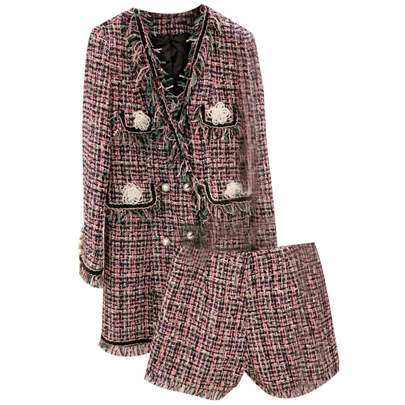 Two-piece Woven Woolen Coat Slim Slimming Medium-length Woolen Coat