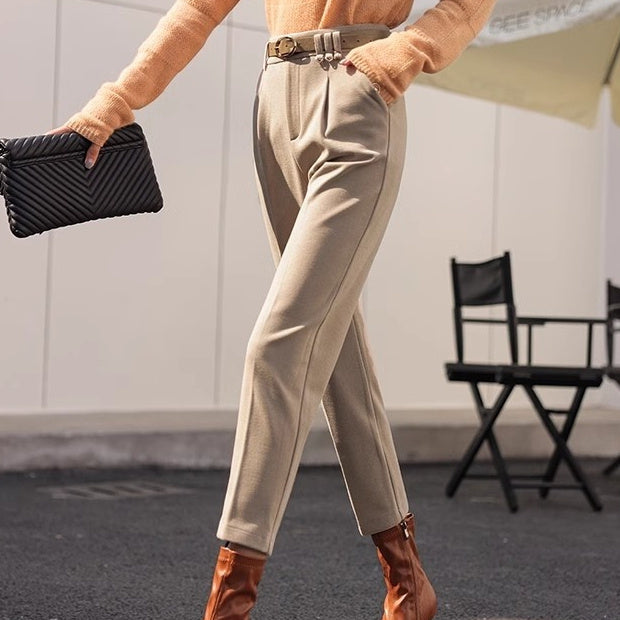 Pantalon Capri amples taille haute épais