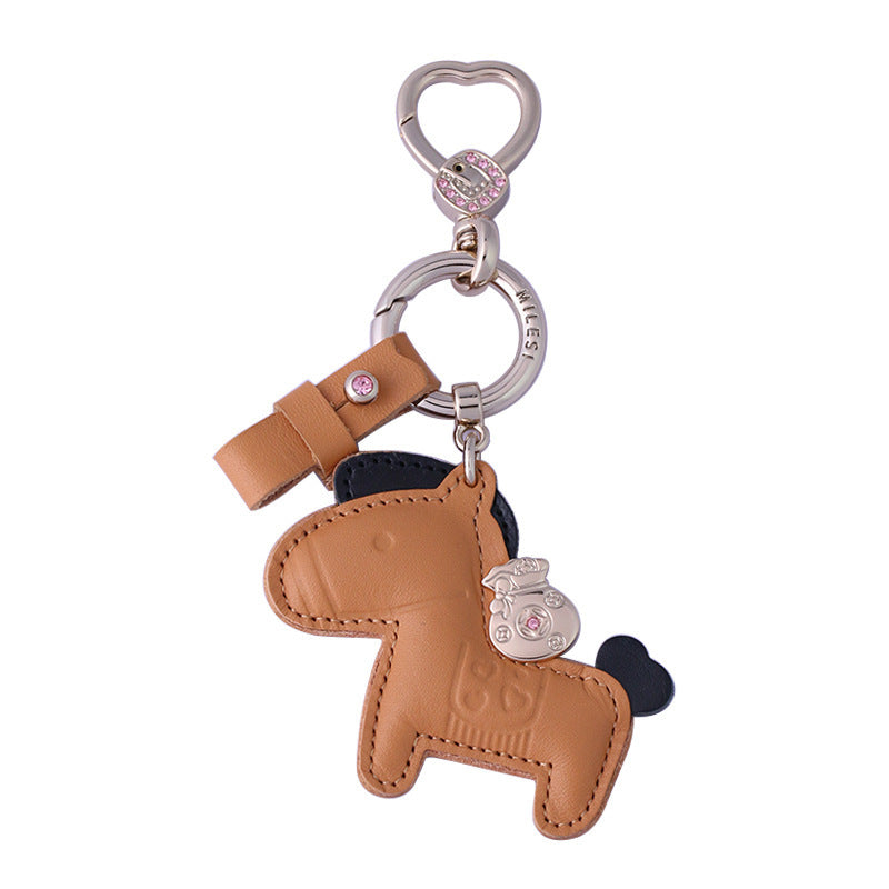 Genuine Leather High-end Keychain Immediately Rich Cowhide Vehicle-use Key Chain