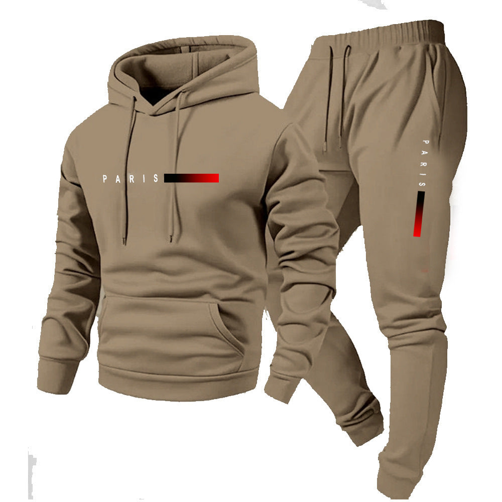 Loose Letter Sweater Coat with Long Sleeve Trousers Set