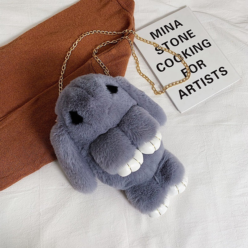 Rabbit Kids Plush Messenger Bag with Chain