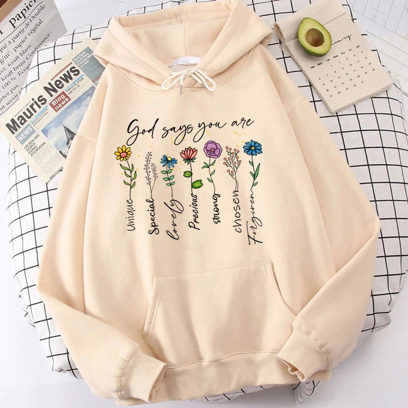 Funny Flower God Says You Are Unique Special Print Pullover