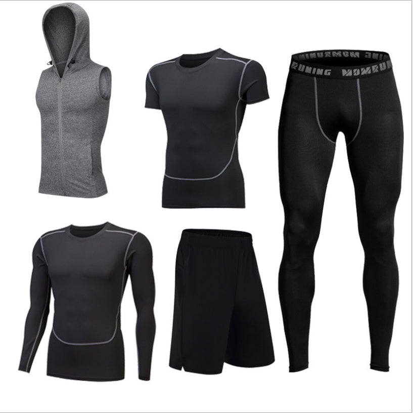 Ensemble Sport Homme Séchage Rapide à Capuche Manches Longues Pantalon Neuf Points Fitness Course à Pied