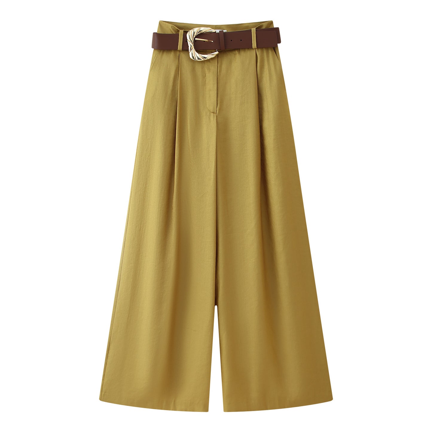 Gold Button Silk Satin Vest With Belt Silk Satin Wide Leg Pants