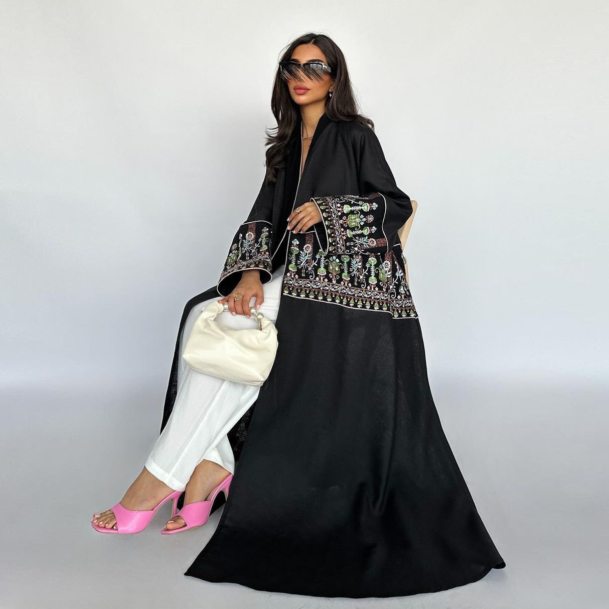 Women's Middle East Embroidered Long Sleeve Cardigan Robe