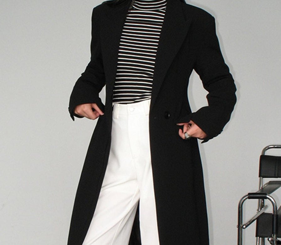Women’s Autumn Winter Long Woolen Coat Warm Pure Color
