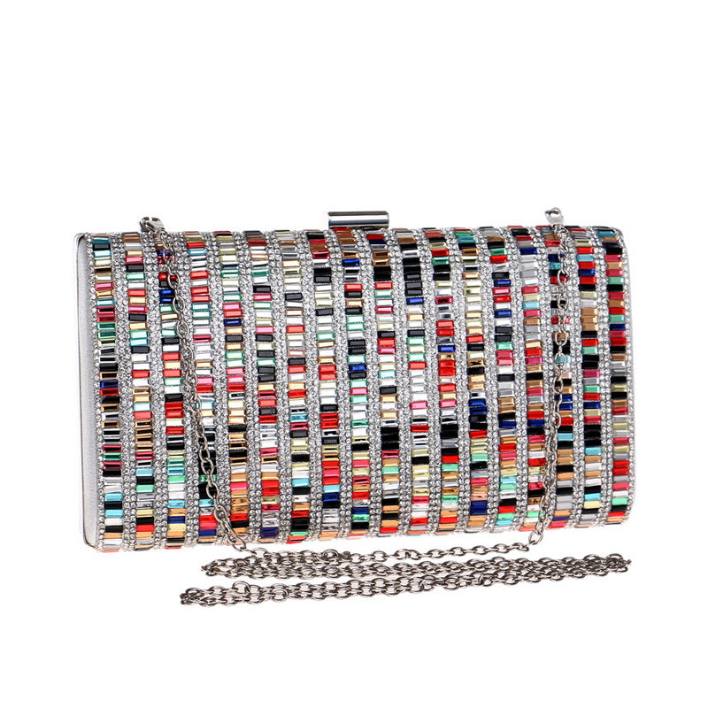 Sac de soirée en diamant pour femme en cuir synthétique à bandoulière