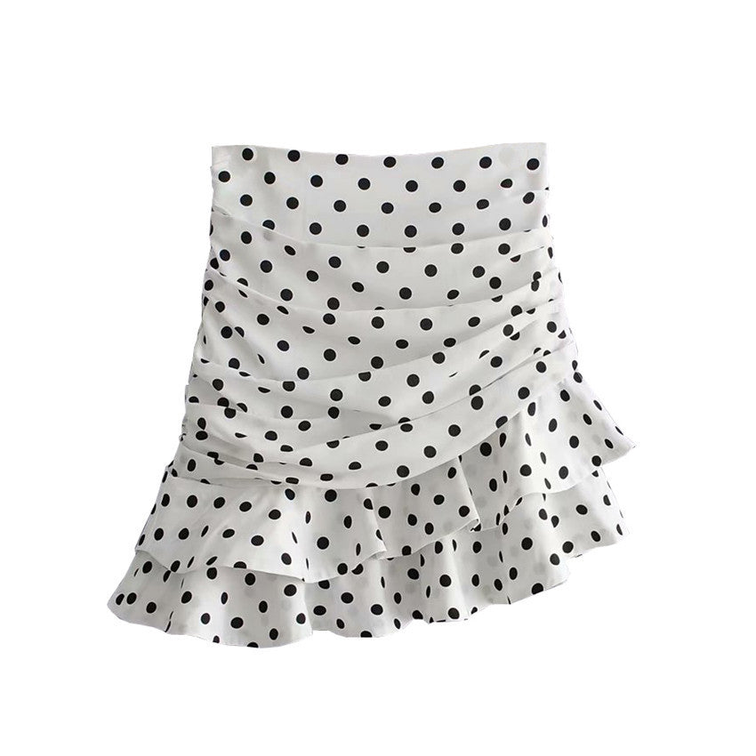 Polka Dot Skirt in Polyester Fiber, Sizes S-XL