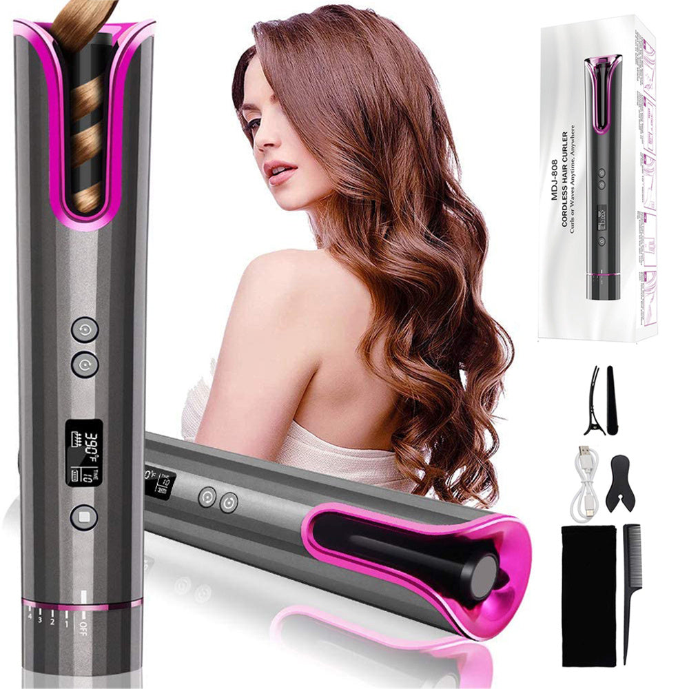 Automatic USB Cordless Wireless Ceramic Hair Curler 16-20MM Tourmaline Curling Iron Wand