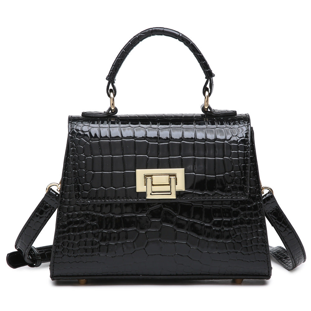 Women's Medium PU One-Shoulder Crocodile Pattern Messenger Bag