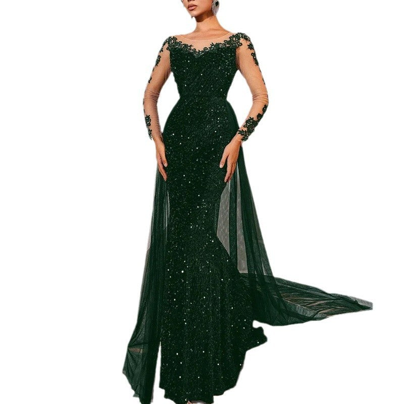 Women's Lace Long Sleeve Dance Party Evening Dress