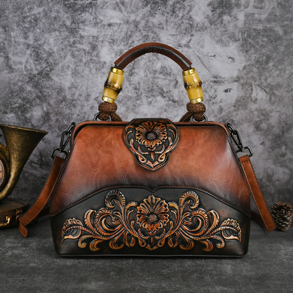 Retro Embossed PU Crossbody Dumpling Handbag with Lock Buckle