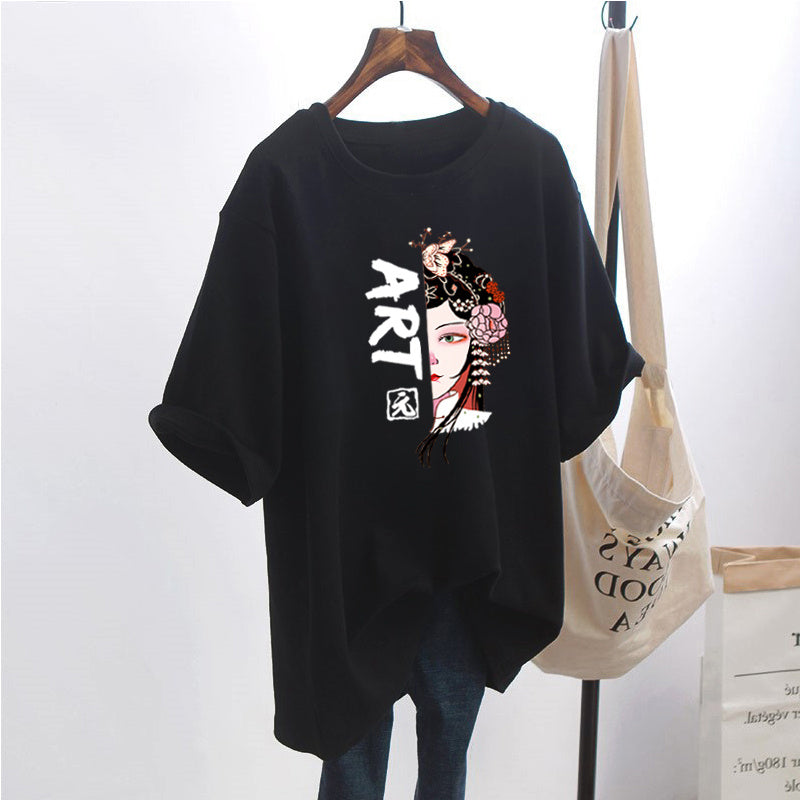T-shirt ample à manches courtes pour femmes grandes tailles