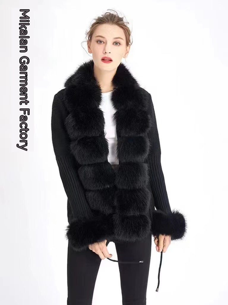 Gilet en Tricot Femme avec Manches Amovibles Couleur Unie Patte de Boutonnage