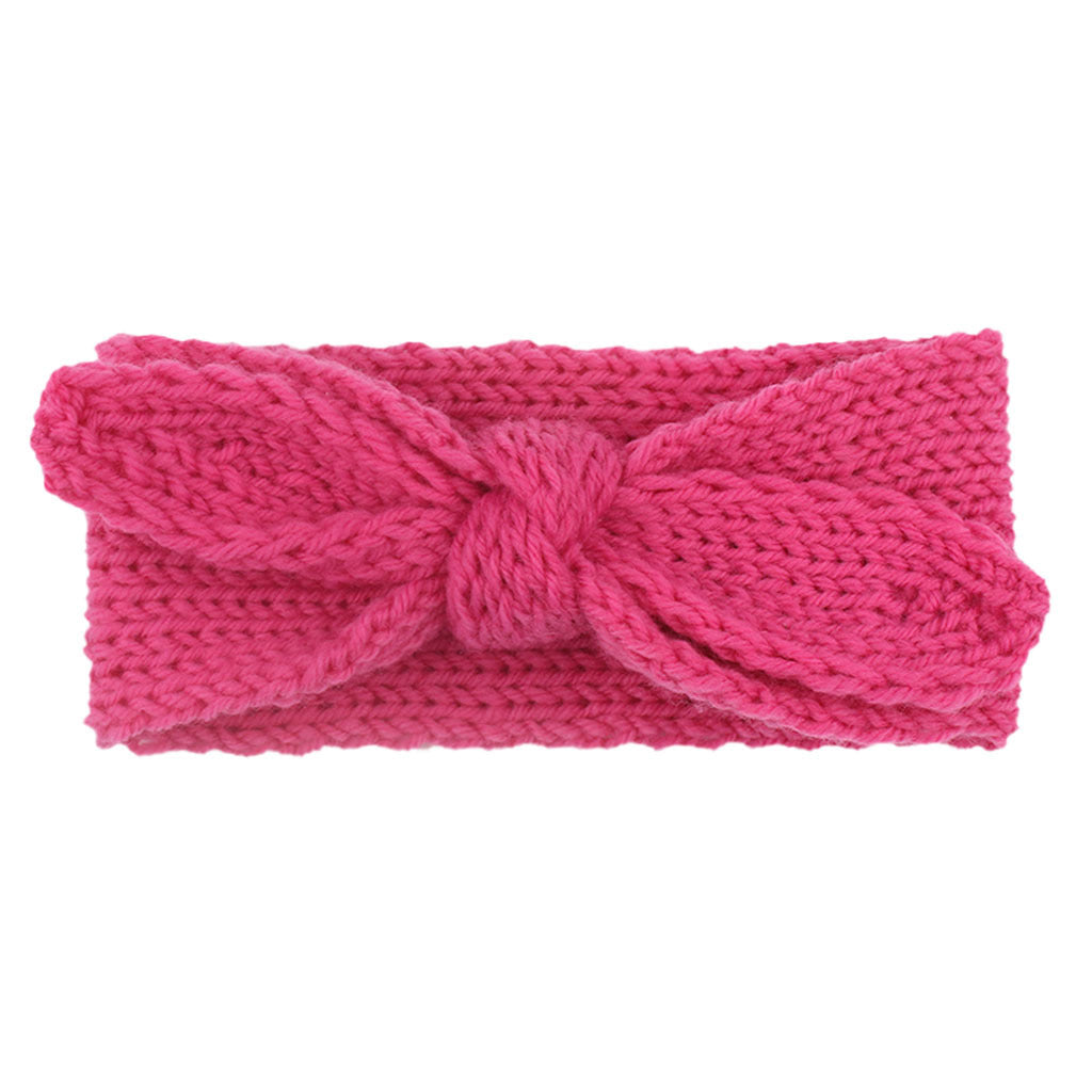 Baby Winter Solid Big Bow Fish Knit Wool Headband