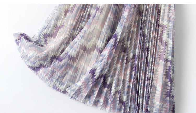 Purple Patchwork Mesh Skirt for Women, Medium & Long Length, Sizes S-XL