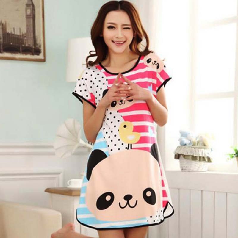 Milk Silk Short-Sleeve Nightdress for Women Pajamas
