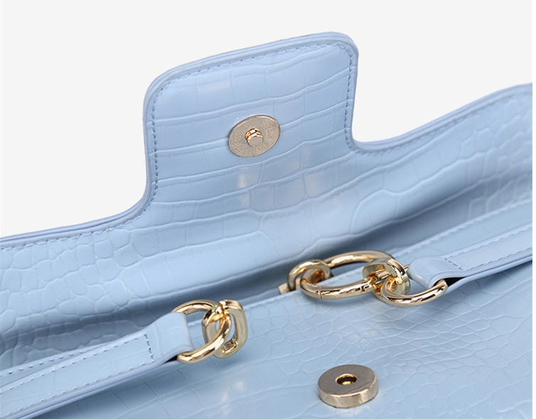 Petit sac baguette d'aisselle à cadenas, motif vintage et chaîne
