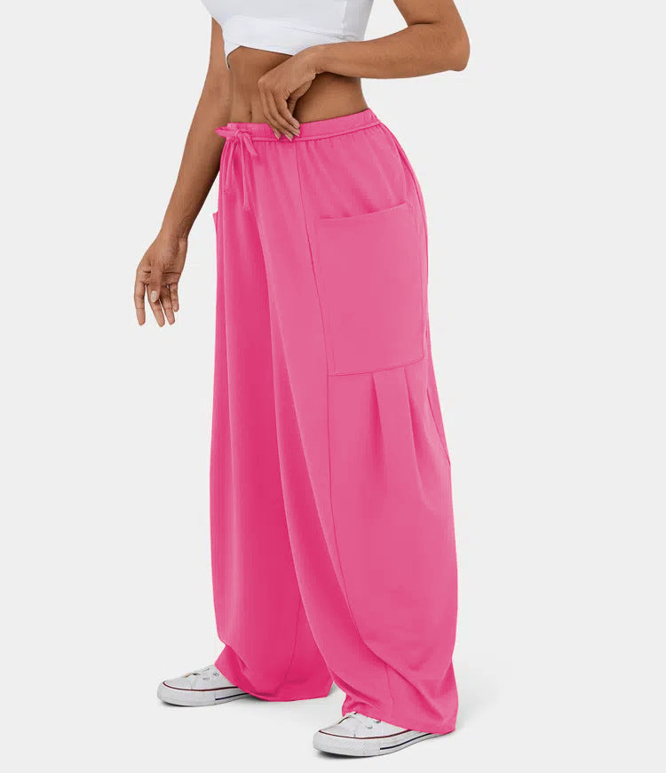 Elastic Waist Pleated Wide Leg Pants - Stylish & Fashionable