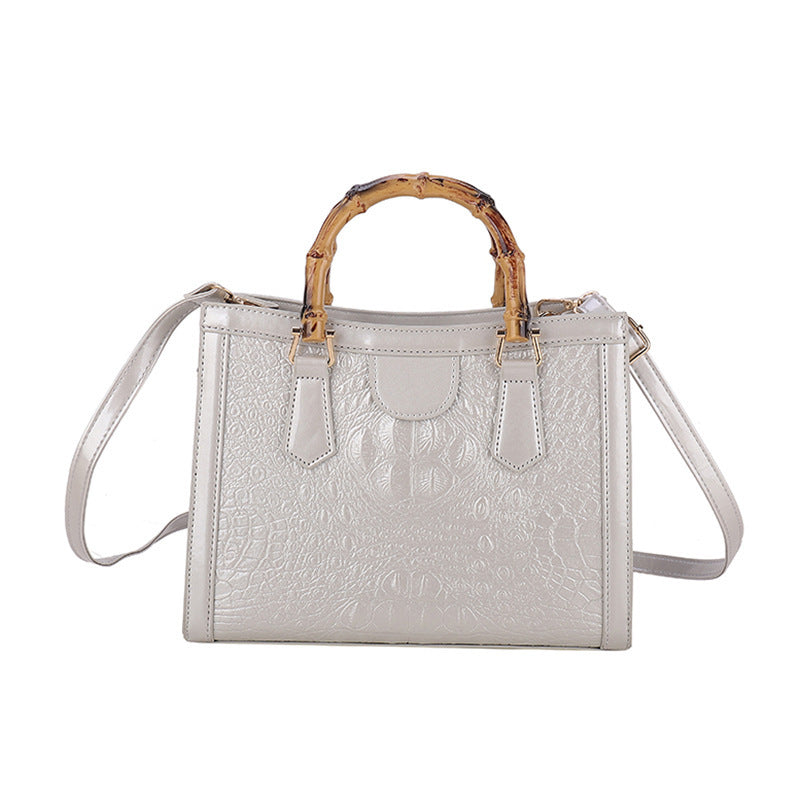 High-End PU Textile Women's Commuter Handbag