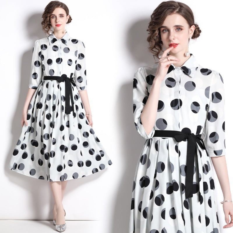 Women's Polka Dot Print Shirt Dress
