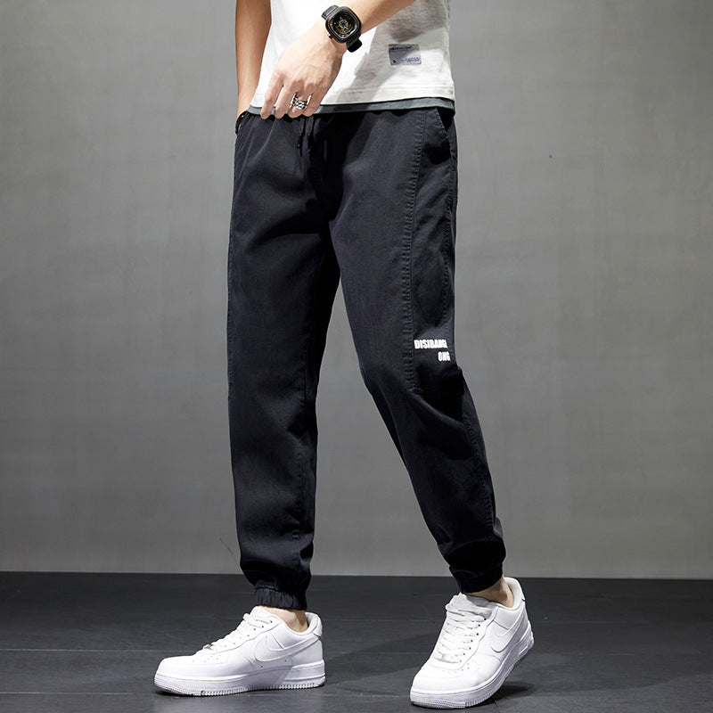 Men's Stretch Black Denim Jeans Mid Waist Slim Fit