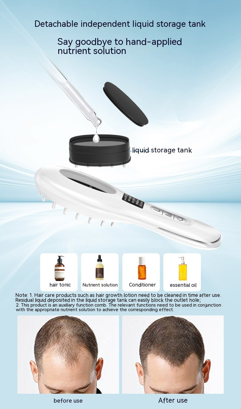 Electric Anion Hair Brush with Micro Current, Red & Blue Light, Vibration Massage - White, 198x55x35mm