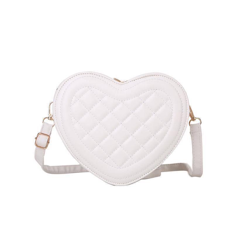 Women's Fashion Solid Color Rhombus Love-shaped Shoulder Crossbody Bag