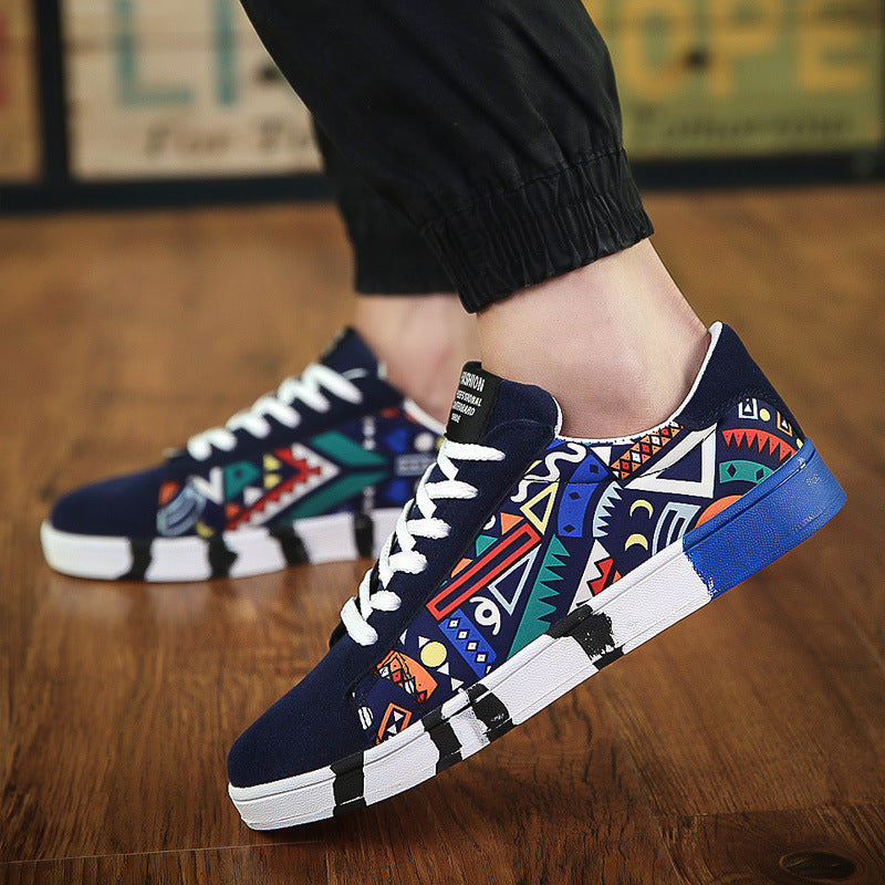 Trendy Suede Canvas Shoes with Rubber Sole and Front Tie