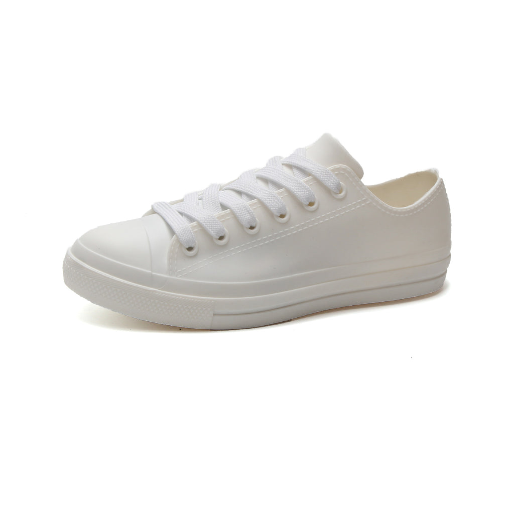 Bottes de Pluie Blanches Basses en PVC pour Femme Talon Plat Décontracté