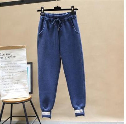 Pantalon ample taille haute en laine mélangée pour femme