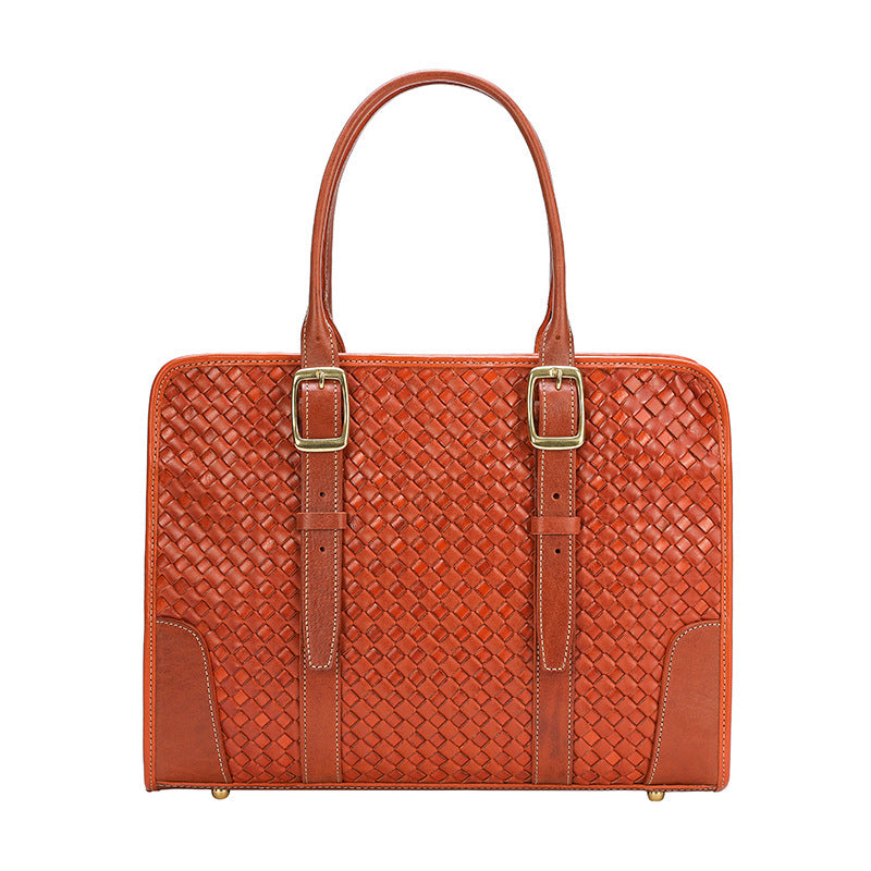 Women's Hand-Woven Vegetable Tanned Full-Grain Cowhide Leather Handbag