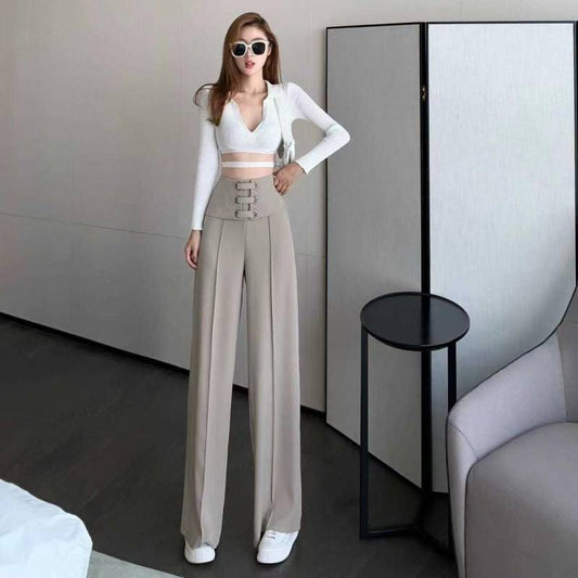 women's high waist wide leg pants drape straight spring autumn