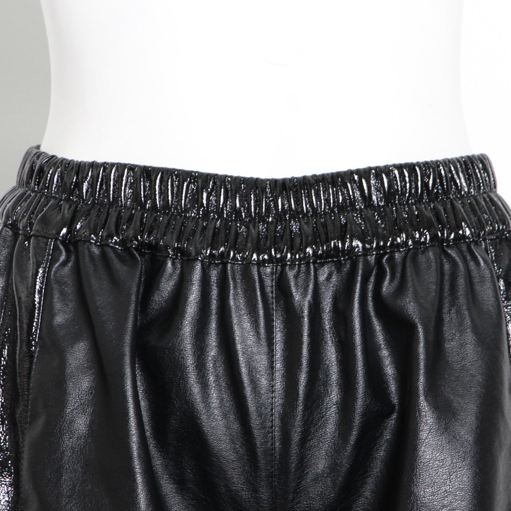Sexy High-Waist PU Leather Wide-Leg Pants with Side Button Split