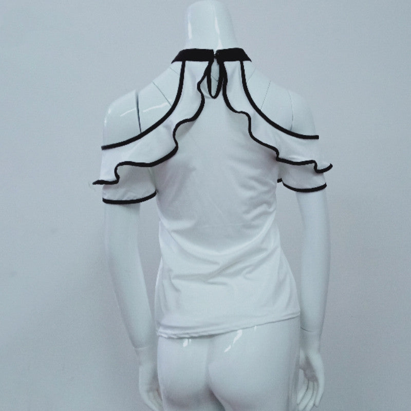 Women's Off-shoulder Ruffled Halterneck Top